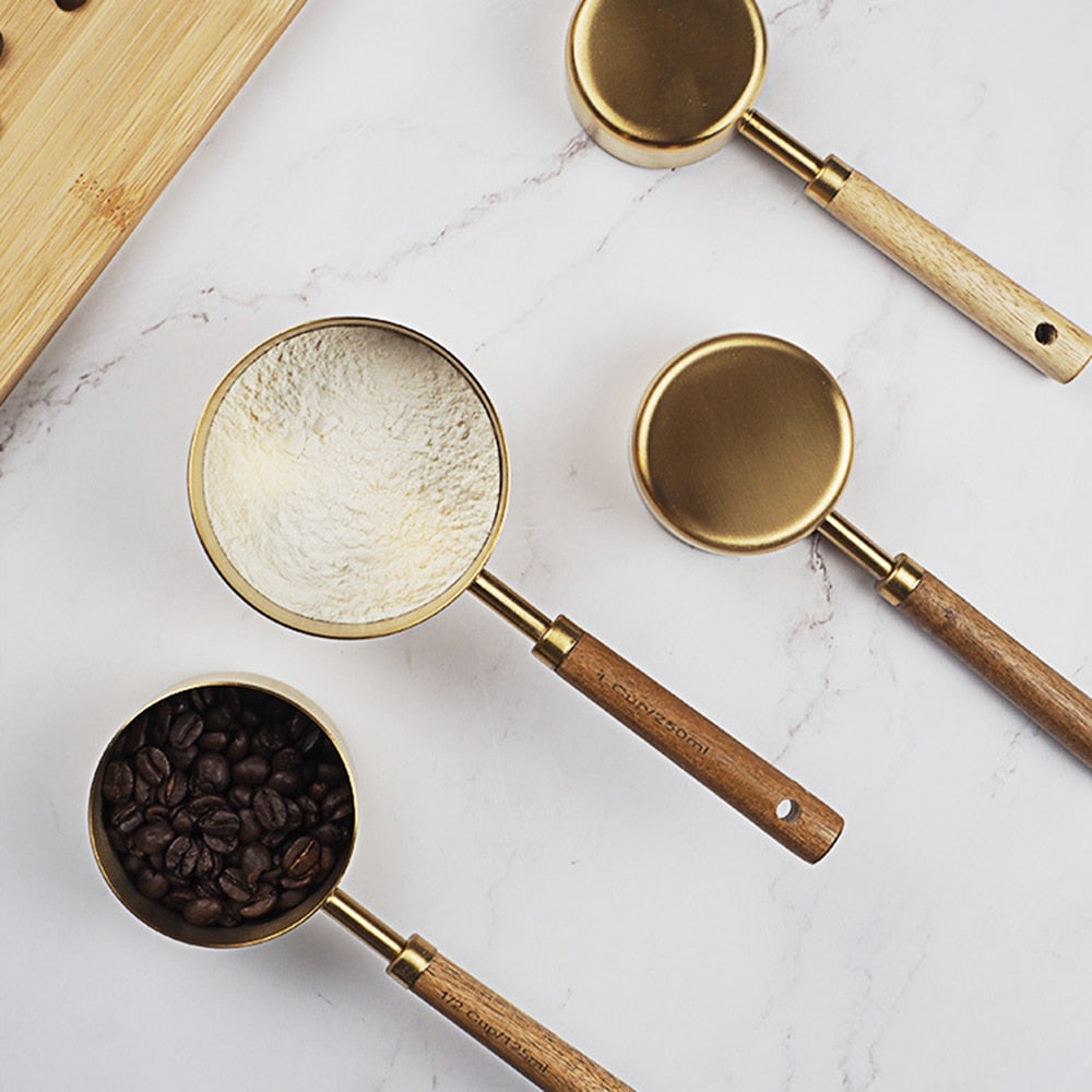 Wooden Gold Measuring Cups