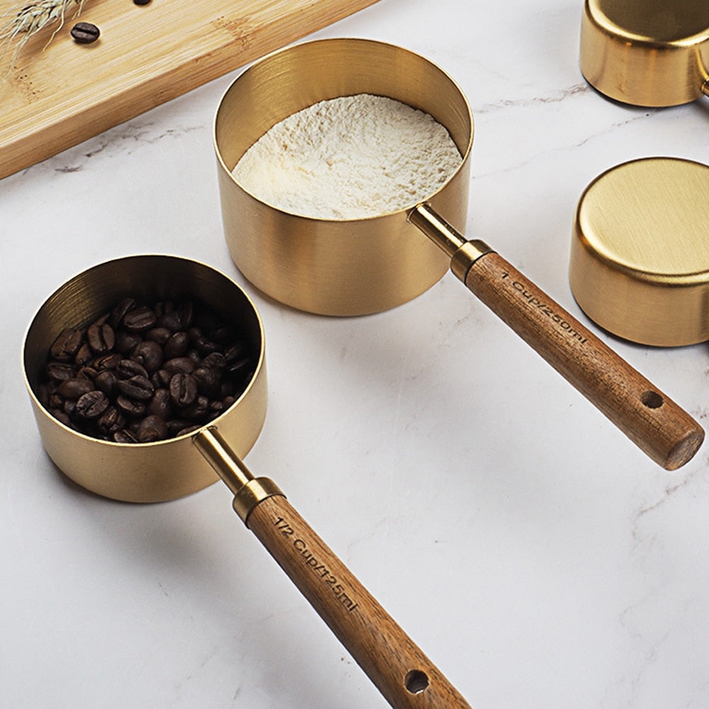 Wooden Gold Measuring Cups